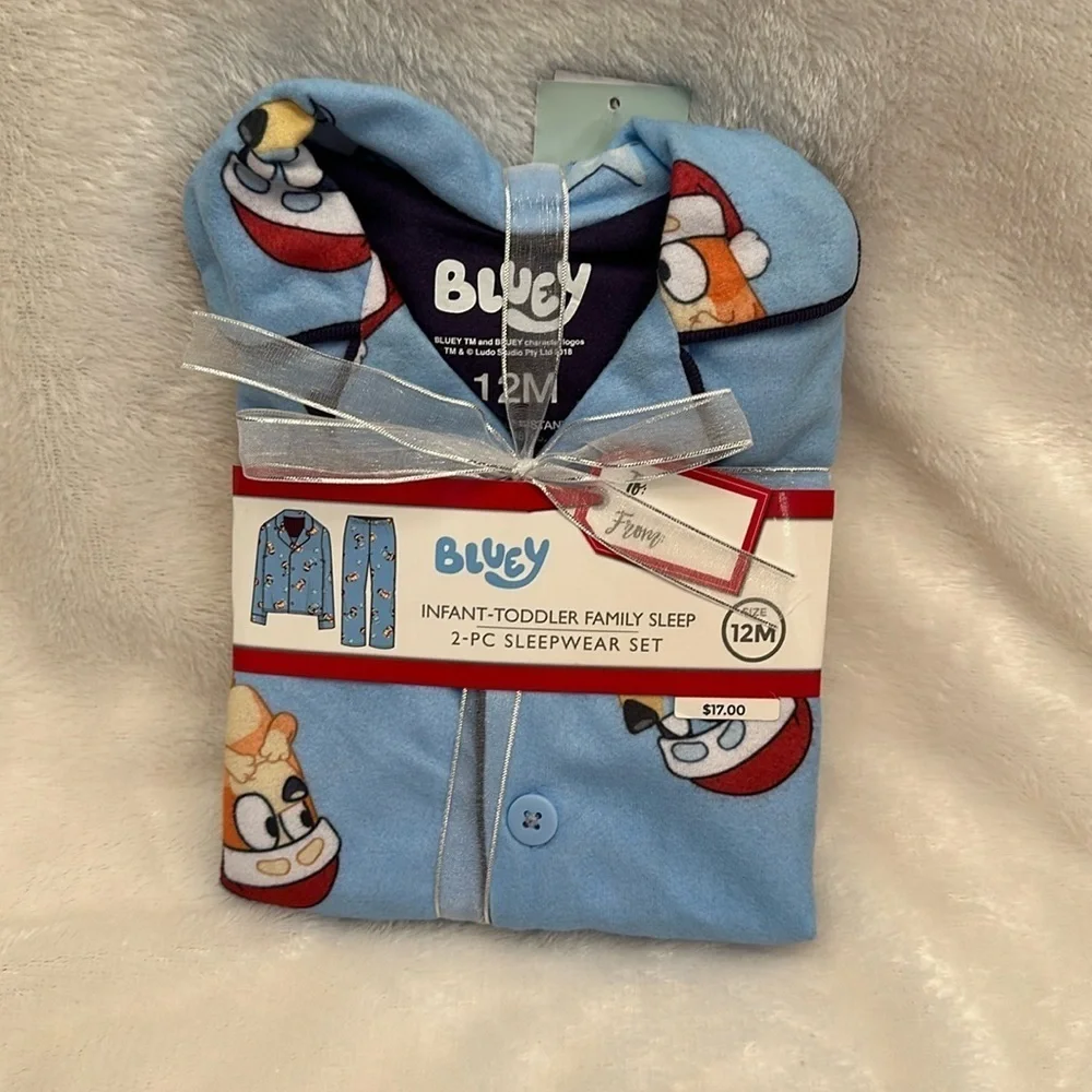 Bluey Christmas Flannel Pajama Set - Blue - Infant - Toddler Unisex 2pc